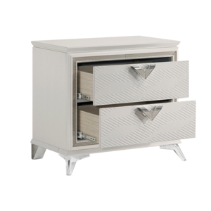 Antique White Nightstand 2 <b>Drawers</b> <b>Storage</b> Modern Luxury Bedroom Furniture 1pc - Product Image 4