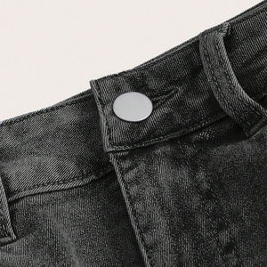 <span class=keywords><strong>Jupe</strong></span> Courte Mini en <span class=keywords><strong>Jean</strong></span> pour Femme, Taille Haute, Fermeture Éclair, Logo Personnalisé, Design Uni, Mode d'Été de Haute Qualité - Product Image 3