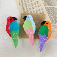 Accessoires pour cheveux unisexes personnalisés, nouveaux clips à griffes de requin en acétate de 11,5 cm, motif oiseau perroquet, pour la Saint-Valentin, vente en gros