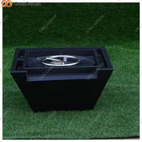 Fontaine à eau et foyer à gaz en acier Corten de 3 mm d'épaisseur, écologique, autoportante, noire, pour piscine (tailles personnalisables)