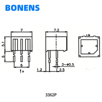 Potentiomètre de réglage linéaire à conduction traversante BONENS 3362W, à section conique, en céramique, 1-20k, 10%, 0.25W