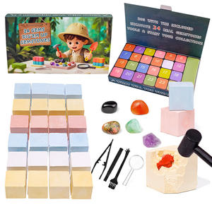 Boîte mystère de fouille de pierres précieuses pour enfants à 24 compartiments - Kit d'excavation de cristaux de guérison naturels avec outils pour l'éducation des enfants - Product Image 1