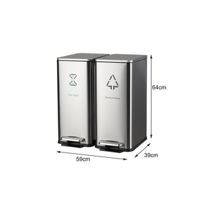 Contenedor de <span class=keywords><strong>Basura</strong></span> Público de Acero Inoxidable para Exteriores, Jardín o Calle, con Pedal, para Reciclaje, con Bolsas Incluidas - Product Image 2