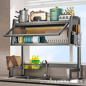 Étagère de rangement de cuisine Najia, organisateur de comptoir multifonctionnel avec portes de placard, égouttoir à vaisselle, profondeur 12 pouces - Product Image 3