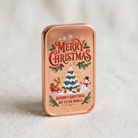 Lingot souvenir en cuivre massif imprimé UV directement sur mesure avec motif de Noël détaillé pour cadeaux d'affaires