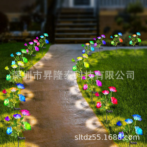 Solar Garden <b>Lights</b> Led <b>Rose</b> Flower Solar Powered Waterproof Outdoor Decor For Yard Patio Landscape - Product Image 3