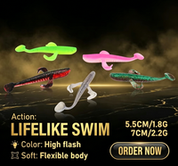 Leurres souples artificiels en forme de poisson volant flottant en TPR avec hameçons à tête plombée pour la pêche au bar en eau salée - 10/8 pièces en gros