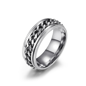 Anillo de cadena de acero de titanio para hombre, diseño giratorio, estilo Hip Hop, joyería para el dedo índice - Product Image 1