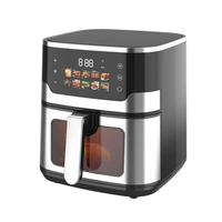 ANWELL Grande Friteuse à Air Visible 7L 8L avec Écran Tactile Couleur, Grille en Acier Inoxydable, Certifiée CE UKCA