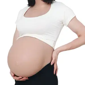 Silicone Fake Twins Belly Black Brown Color Twins Pregnancy Belly Cross-dressing Women Fake Pregnant Belly For Actor Props