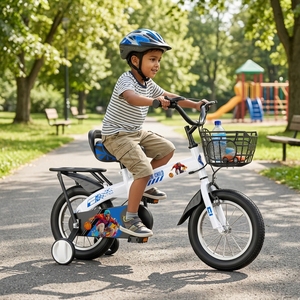 <span class=keywords><strong>Bicicletta</strong></span> per Bambini <span class=keywords><strong>con</strong></span> Rotelle, Cestino Anteriore, Portapacchi Posteriore, Sedile Posteriore, in Acciaio ad Alto Tenore di Carbonio, per Bambini dai 3 ai 10 Anni - Product Image 6