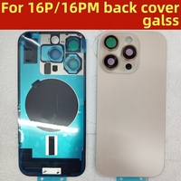 Pour iphone 16 Pro Max 16 Plus Verre Arrière Avec Cadre Lunette Plaque Métallique Anneau Aimant