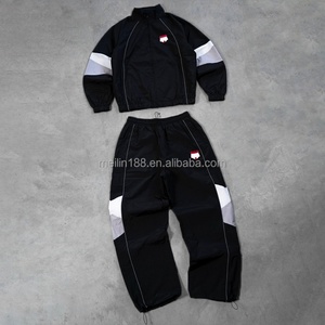 Custom 3m Reflective Wholesale Lightweight Sweatsuit Two Piece Jackets and Nylon Pants Jogging Zip up Windbreaker Tracksuit <b>Set</b> - Product Image 1