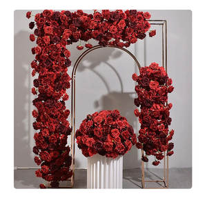 Bunga merah muda buatan Peony Hydrangea Rose taplak bunga taplak meja baris bunga untuk pesta pernikahan jalan memimpin dekorasi bunga - Product Image 2