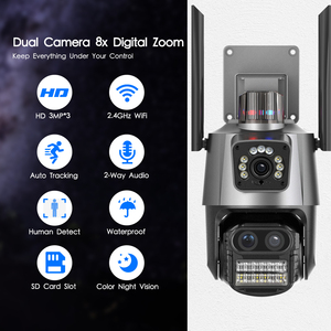 4k 9mp wifi ip máy ảnh ba ống kính 8x zoom ngoài trời PTZ máy ảnh 6MP <span class=keywords><strong>HD</strong></span> ai tự động theo dõi An ninh máy ảnh P2P CCTV giám sát icsee - Product Image 3