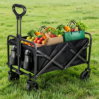 Chariot de camping pliable à quatre roues, chariot de jardin, chariot de plage, grande capacité, chariot pliable portable
