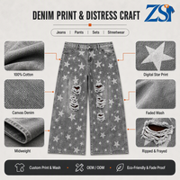 Zesheng – Jean baggy homme personnalisé, écologique, coupe mi-lourde, en denim déchiré et vieilli, jambe large, style streetwear, délavé