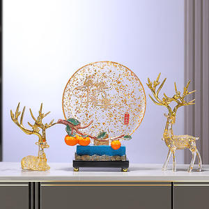 Persimmon Ruyi chanceux cerf ornement luxe feuille d'or nouvelle maison ornement haut de gamme atmosphère salon décoration maison ornement - Product Image 1