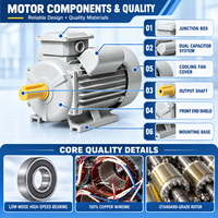 Moteur asynchrone monophasé CA série BIOTE YL 1400 tr/min 0,37-2,2 kW 220 V 50/60 Hz IP55/IP66 100 % cuivre efficacité IE1 à pied