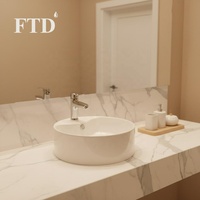 Évier de navire en céramique Commercial de haute qualité Lavabo rond moderne pour ferme salle à manger salle de bain hôtel école comptoir utilisation