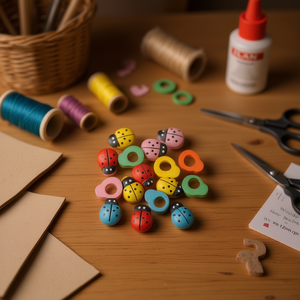 Accessorio in legno a forma di scarabeo ILAN 12mm 16 pezzi per artigianato - Product Image 2