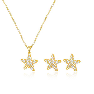 Starfish <b>Necklace</b> Set Zinc Alloy Micro Insert Star Pendant Gift Jewelry Fashion Accessory - Product Image 3
