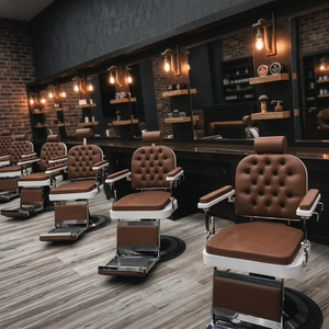 Estación de Espejo de Barbería de Madera Real Moderna y de Lujo, Muebles de Salón Comerciales Elegantes, Duraderos y Ajustables para Barbería - Product Image 3