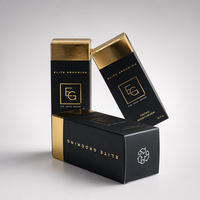 Boîte cosmétique noire de luxe avec logo personnalisé, estampage à chaud doré, certifiée FSC, emballage de beauté personnalisé pour les petites entreprises, en gros