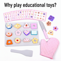 Ensemble de jouets de pâtisserie en bois pour enfants, avec plateau de cuisson, gants, spatules, cartes de recettes, jeu d'imitation, certifié CE CPC, vente en gros, OEM, personnalisable