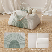 Organisateur de couches pour bébé, panier de rangement portable pour la crèche avec compartiments modulables, paniers en corde tressée 100% coton