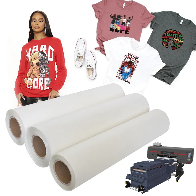 Plastisol-Papel de transferencia térmica para camisetas A3, A4, PET, Htv, vinilo, personalizado, transferencia de calor, rollo de logotipo, película brillante DTF