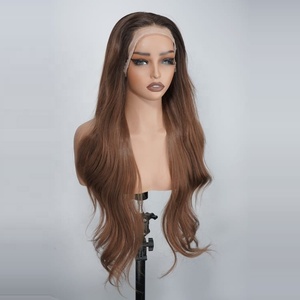 Perruque sans colle pour femme, en fibre haute température, longue, ondulée, prête à porter, avec ligne de cheveux pré-épilée 13x6 - Product Image 5