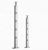 Poteaux de rampe d'escalier en acier inoxydable pour balustrade en verre de centre commercial