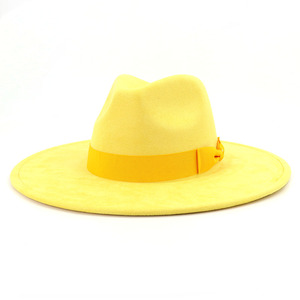 30 colori in magazzino veloce nave alla <span class=keywords><strong>moda</strong></span> cappelli Fedora per le donne in pelle scamosciata tessuto con fiocco - Product Image 2