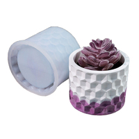 Moule en silicone en forme de cylindre à surface hexagonale en nid d'abeille 3D facile à élaborer pour le bricolage Vase en résine de ciment Pot à bougie