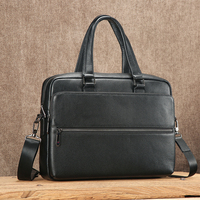 DUJIANG Classique – Porte-documents d'affaires pour homme en cuir de vachette pleine fleur, fermeture éclair, cuir véritable, durable, grande capacité, souple