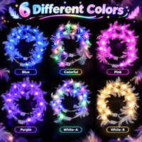 Serre-tête LED en plumes, couronne lumineuse colorée, guirlande de plumes, accessoires de fête pour festivals de musique et événements rave