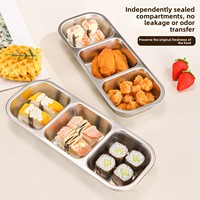Boîte à lunch étanche et anti-fuite en acier inoxydable de qualité alimentaire, style minimaliste, 3 compartiments, pour la conservation des aliments