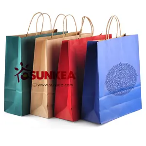 Take away Kraft Paper Free Customized Bolsa De Papel Disposable Black White Yellow Red Blue Brown Green Pink Flexo Printing