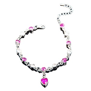 Ocean Heart <b>Bracelet</b> With Heart Pendant Geometric Style Unisex Jewelry Everyday Wear Blue Crystal Bezel Setting - Product Image 5