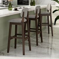 Tabouret de bar en bois massif de style européen avec dossier, pour la maison, le comptoir de caisse, l'îlot de cuisine, hauteur non réglable