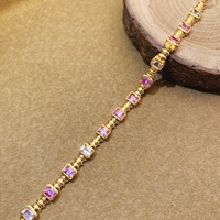 Natürliches Padparadscha Rosa Saphir Armband 925 Sterling Silber Feiner Edelsteinschmuck Großhandel Geschenk für Frauen