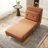 Sofá Cama Individual Moderno Ajustable de Tela y Madera con Silla Reclinable para Sala de Estar, Dormitorio, Hotel, Apartamento, Exterior y Hospital