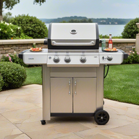 Barbecue à gaz propane portable haut de gamme à 3 brûleurs en acier thermolaqué moderne pour fêtes et événements en extérieur