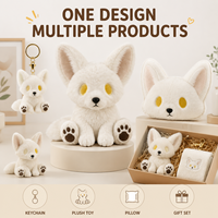 Peluche personnalisée renard blanc aux yeux jaunes, super douce, anti-stress, vente directe usine, fabricant OEM ODM, polyester coton PP