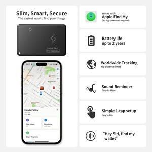 Portefeuille étanche certifié MFI avec localisateur GPS, porte-badge et chargeur sans fil à appel en un clic pour iOS - Product Image 2