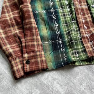 Camiseta de moda con patchwork, de tejido grueso, lavada, con hombros caídos, con pedrería, extragrande, a cuadros, térmica, de franela, de manga larga - Product Image 5