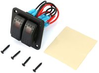Panneau d'interrupteurs à bascule 2 gangs 5 broches SPST ON-OFF avec motif laser personnalisé, interrupteur à bascule à LED bleue, panneau en aluminium pour applications marines