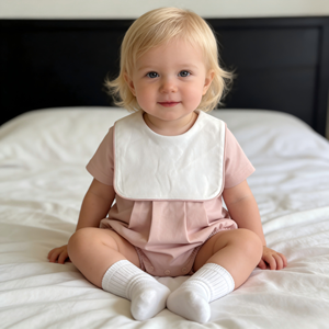 Combinaison bébé en coton Pima à col carré uni, personnalisable avec monogramme, couleur personnalisée, col marin blanc - Product Image 4