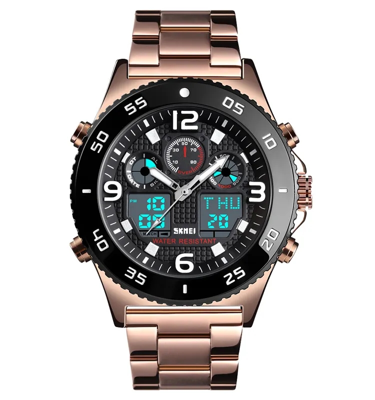SKMEI 1538 brand watches luxury men designer famous brands stainless steel waterproof digital watch
